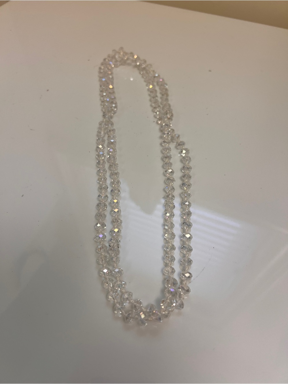 Crystal Bead Double Strand Necklace - Clear